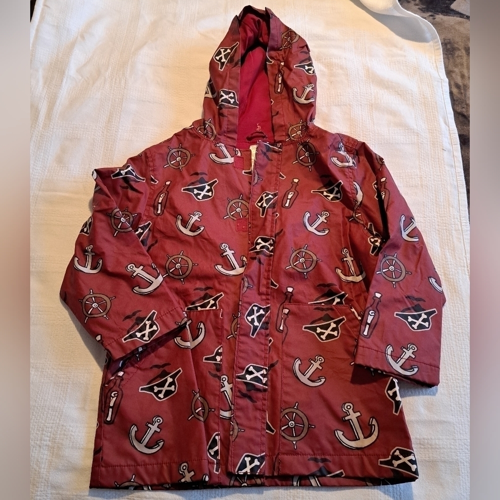 Gymboree boys size 5/6 Stripes & Anchor Pirate design red size Small raincoat